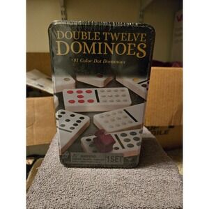 Cardinal Double Twelve Dominoes 91 Color Dot Set in Collector Tin 00805AJX New
